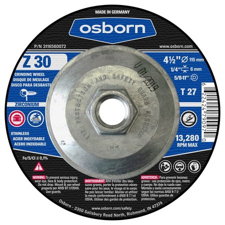 OSBORN Grind T27, 7 X 1/4 X 7/8, Z 30 3186560572